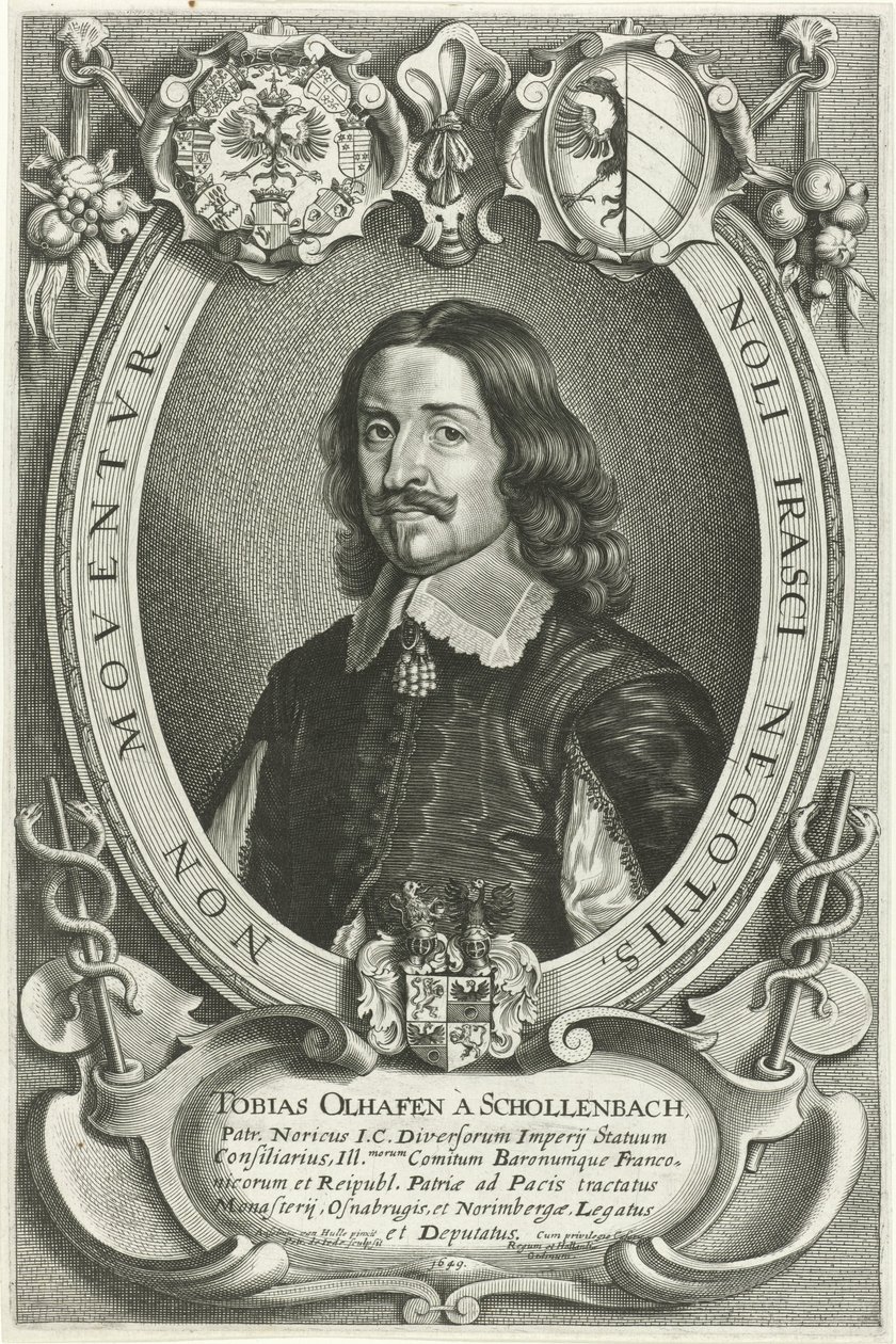 Portræt af Tobias Oelhafen van Schöllenbach Celeberrimi Legati (serietitel) af Pieter de Jode (II)