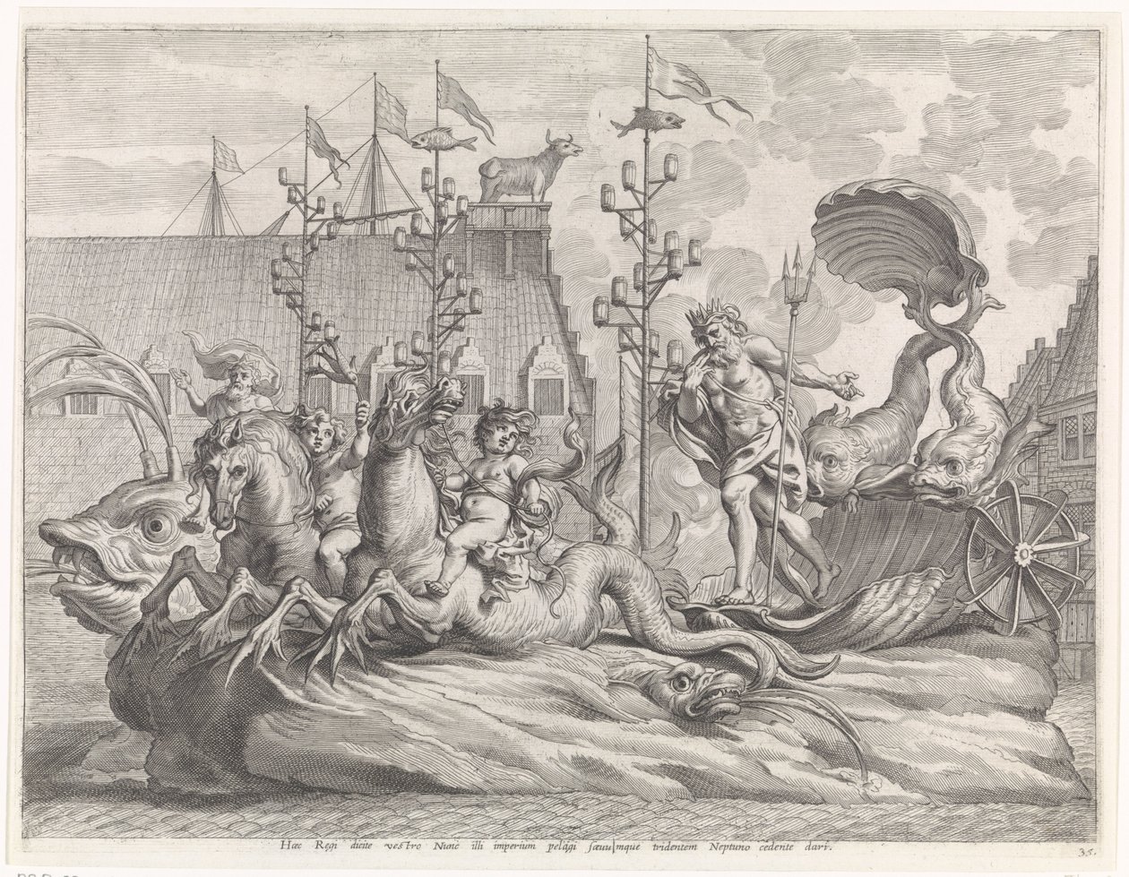 Spektakel med Neptuns Vogn Kardinal-Spædbarnets glædelige indtræden i Gent, 1635 (serietitel) af Pieter de Jode (II)