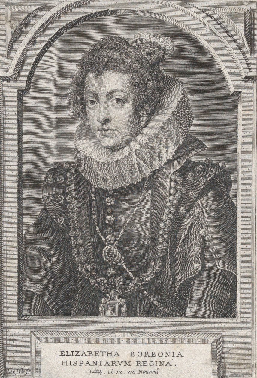 Portræt af Elisabeth af Bourbon, dronning af Spanien, ca. 1632-44. af Pieter de Jode II