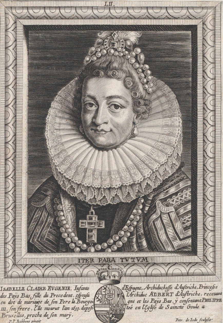 Portræt af Isabella Clara Eugenia, Infanta of Spain, ca. 1650. af Pieter de Jode II