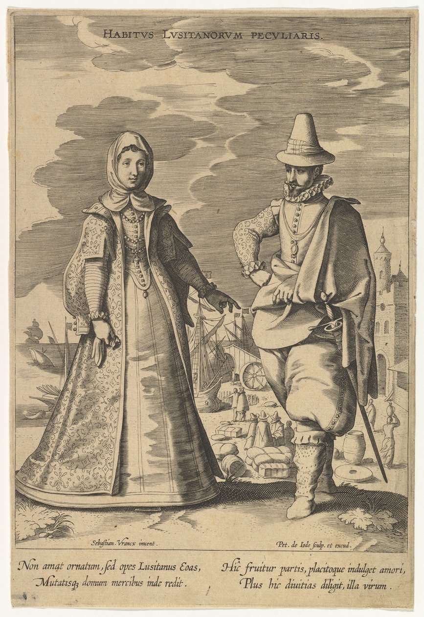 En særlig holdning hos portugiserne, fra mode fra forskellige nationer.n.d. af Pieter de Jode I