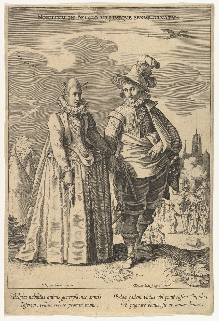 Ædle mænd i Holland Begge kønspynt, fra Fashions of Different Nations.n.d. af Pieter de Jode I