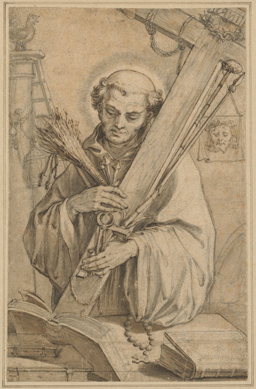 Sankt Bernhard af Clairvaux med passionens instrumenter af Pieter de Jode I