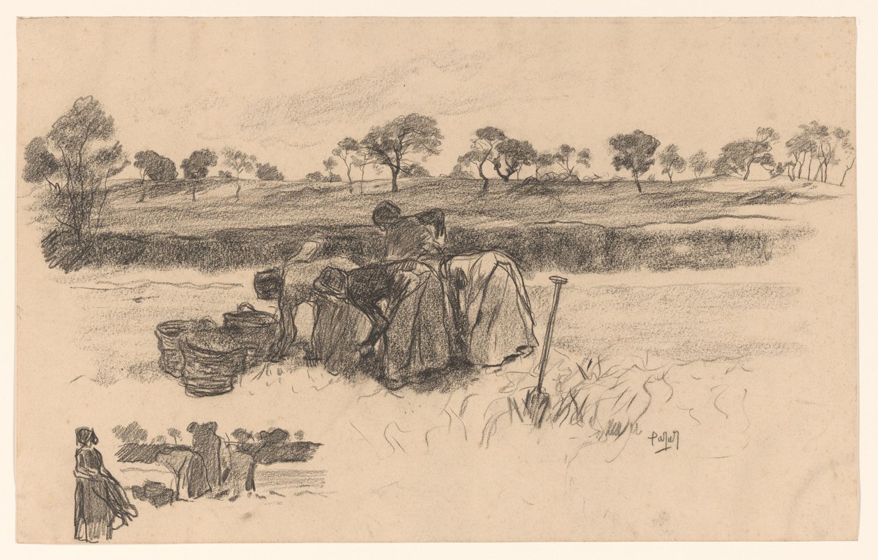 Arbejder kvinder i marken af Pieter de Josselin