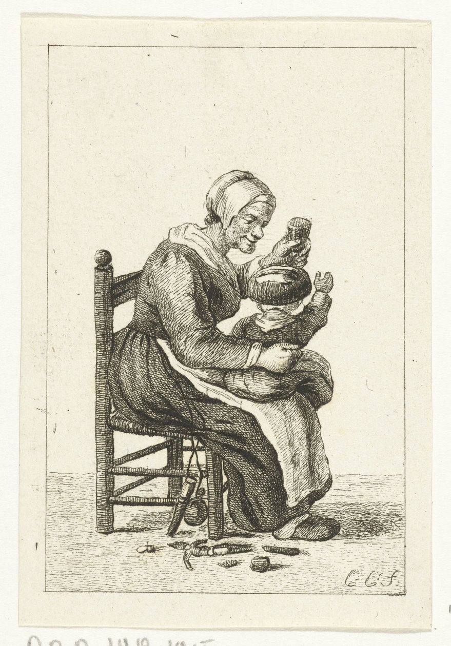 Kvinde med barn på skødet af Pieter de Mare