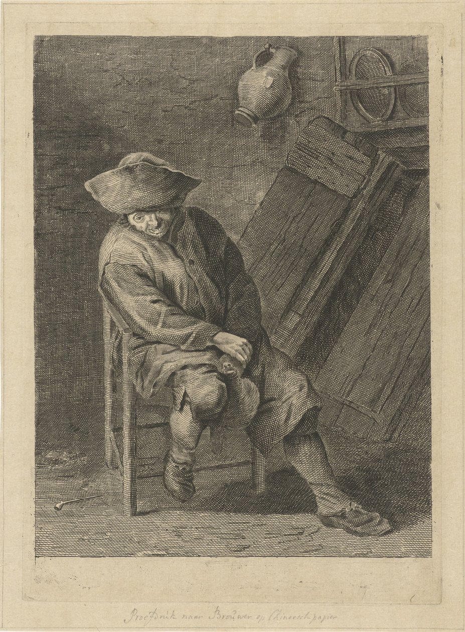 Siddende landmand med kande af Pieter de Mare