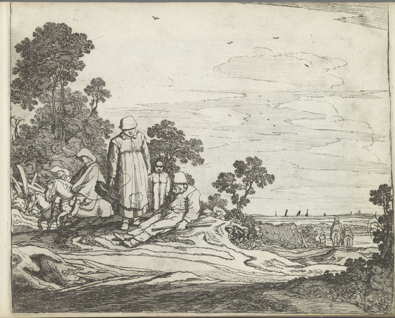 Landskab med ryttere Landskaber med figurer (serietitel) Mirror of Nature og School of Drawing (...) (serietitel) af Pieter de Molijn