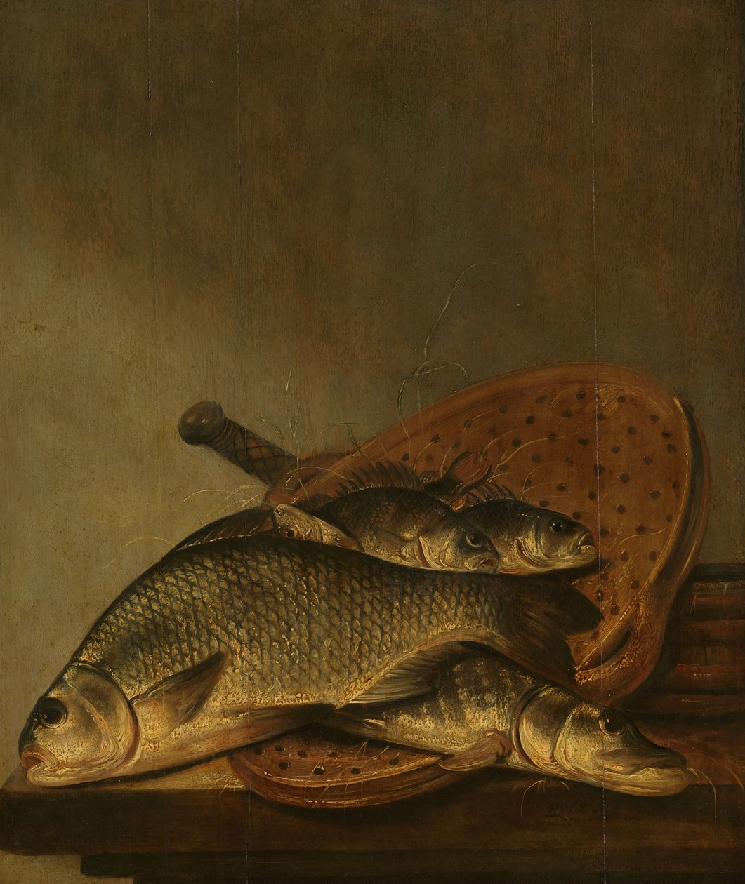 Stilleben med fisk af Pieter de Putter