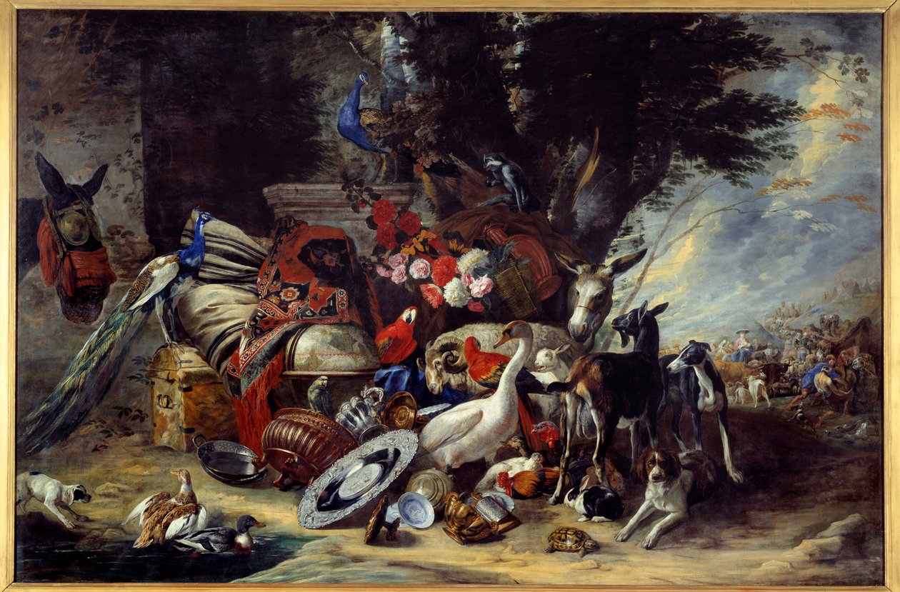 Dyr og redskaber sagde også Jakobs afgang til Mesopotamien-maleriet af Pieter Boel (1622-1674) af Pieter or Peter Boel