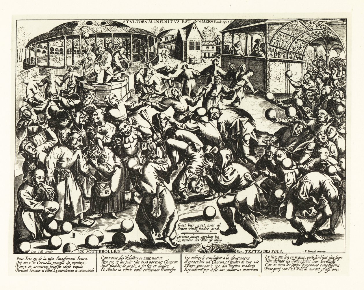 En festival for tåber, middelalder.1906 (litografi) af Pieter the Elder (after) Bruegel