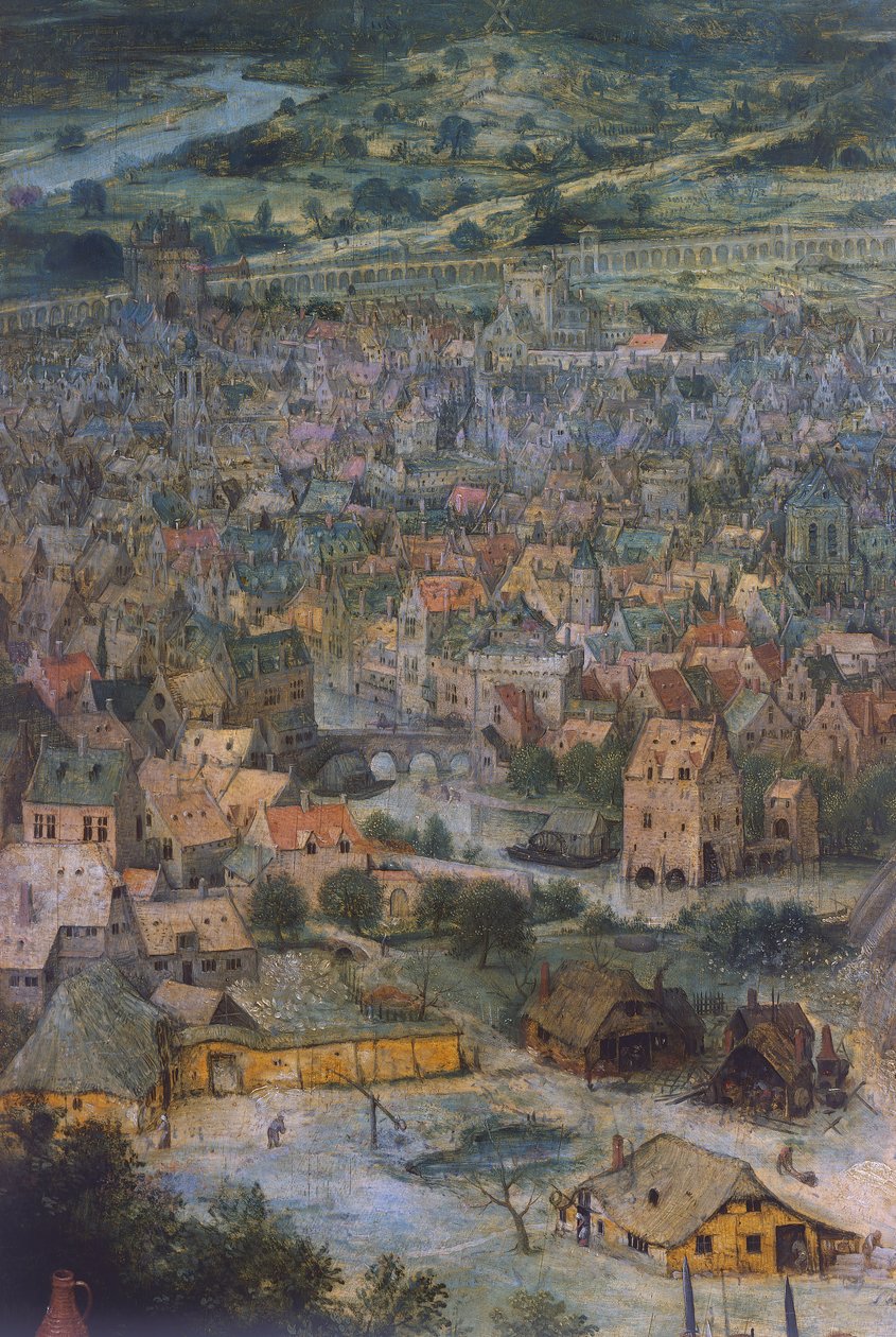 By, detalje fra Babelstårnet af Pieter Bruegel the Elder
