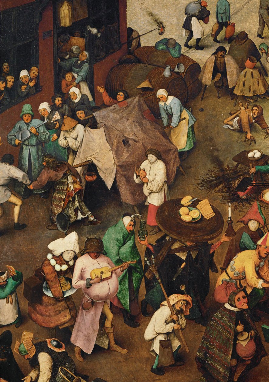 Kampen mellem karneval og faste ... (olie på egetræ) af Pieter the Elder Bruegel