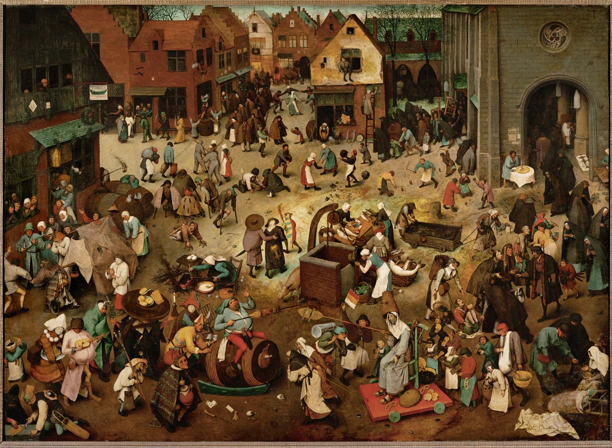 Kampen mellem karneval og faste (maleri på egetræ) af Pieter the Elder Bruegel