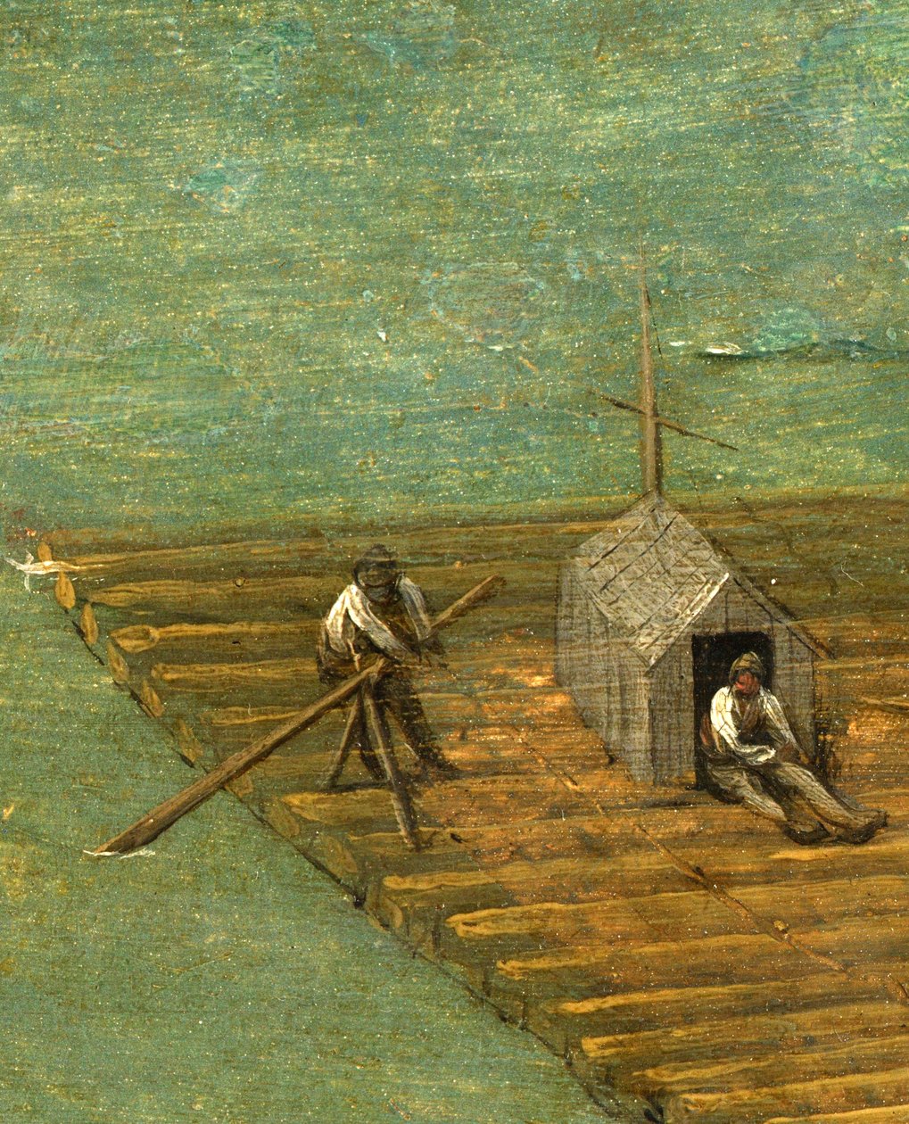 Detail af tømmerflåde fra Babelstårnet af Pieter the Elder Bruegel