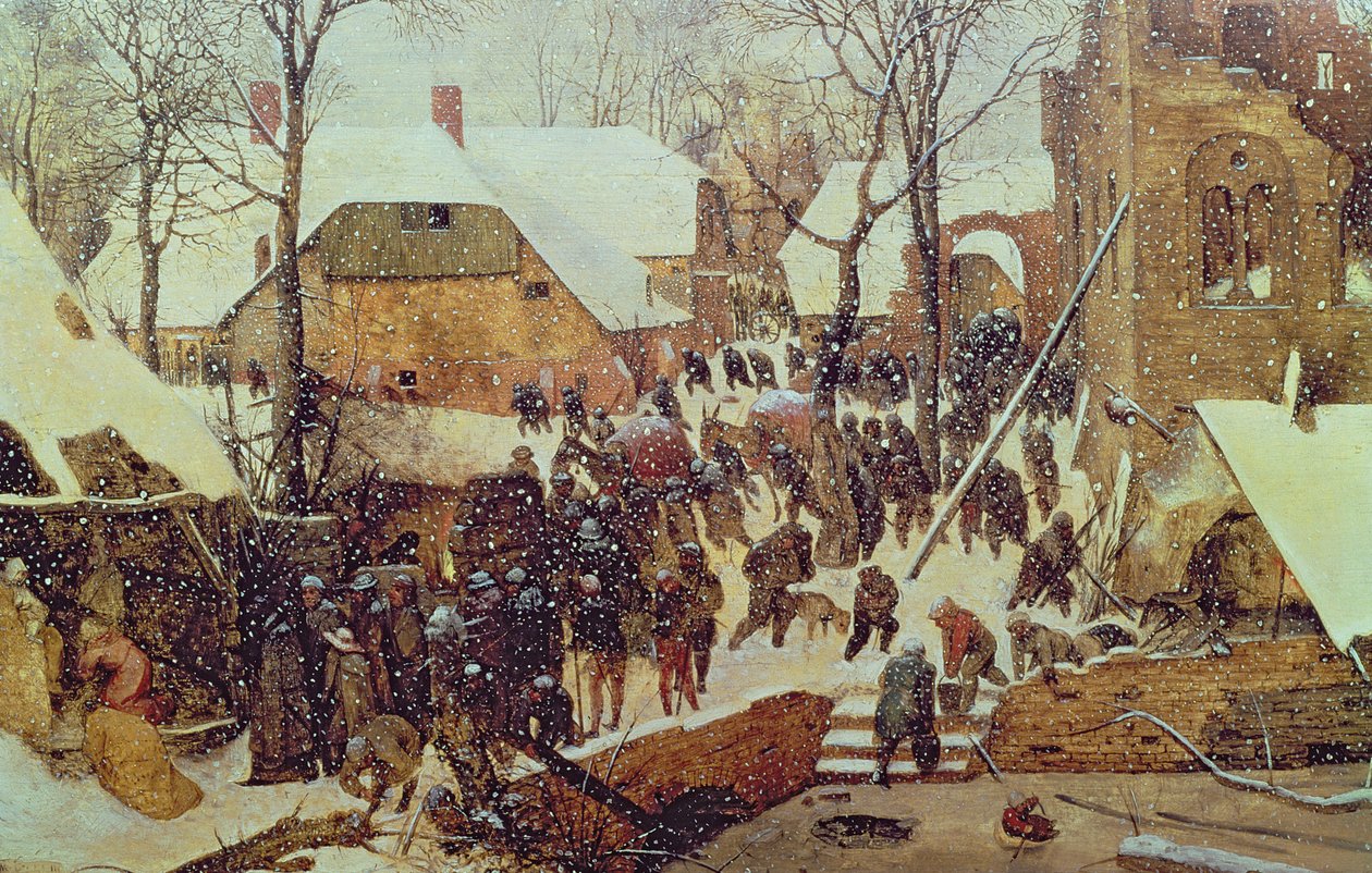 De hellige tre kongers tilbedelse i sneen af Pieter the Elder Bruegel