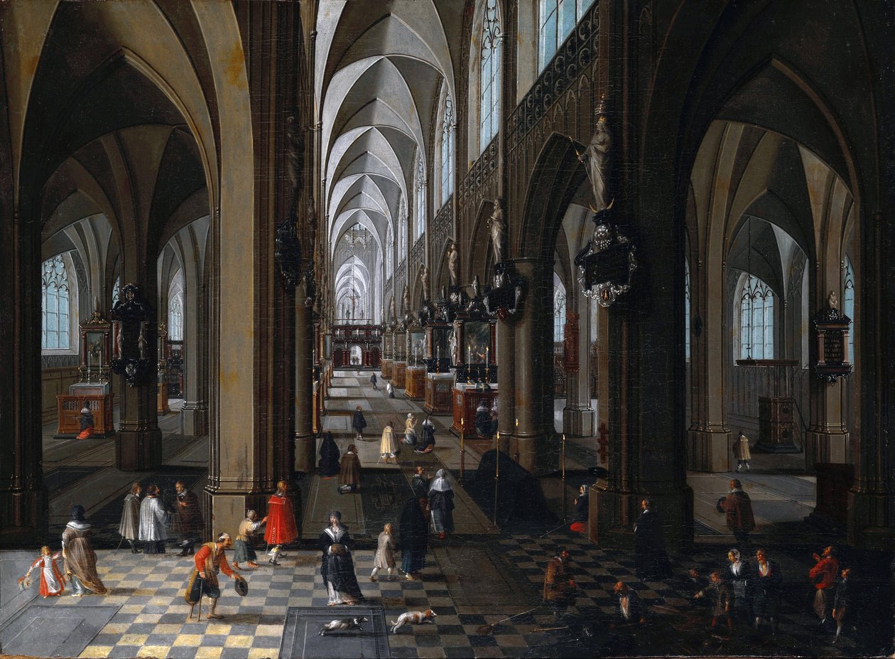 ""Indvendigt billede af katedralen i Antwerpen"" Maleri af Pieter Neefs den ældre (eller den ældre) (1578-1661) 1651 Indianapolis museum of art Indiana USA af Pieter the Elder Neefs