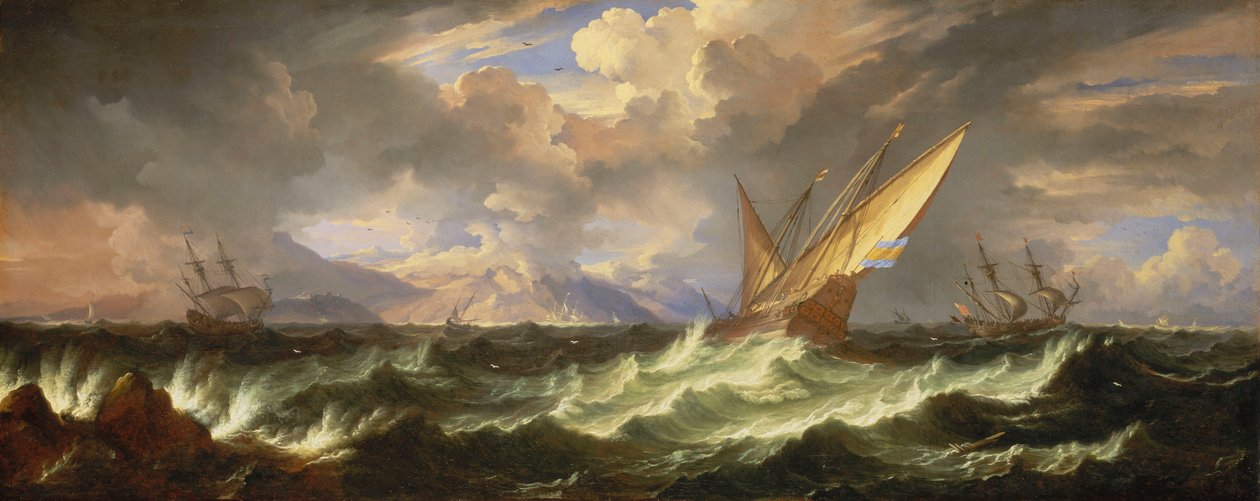 En frisk brise i Middelhavet, slutningen af det 17. århundrede (olie på lærred) af Pieter the Younger (1637 1701) Mulier