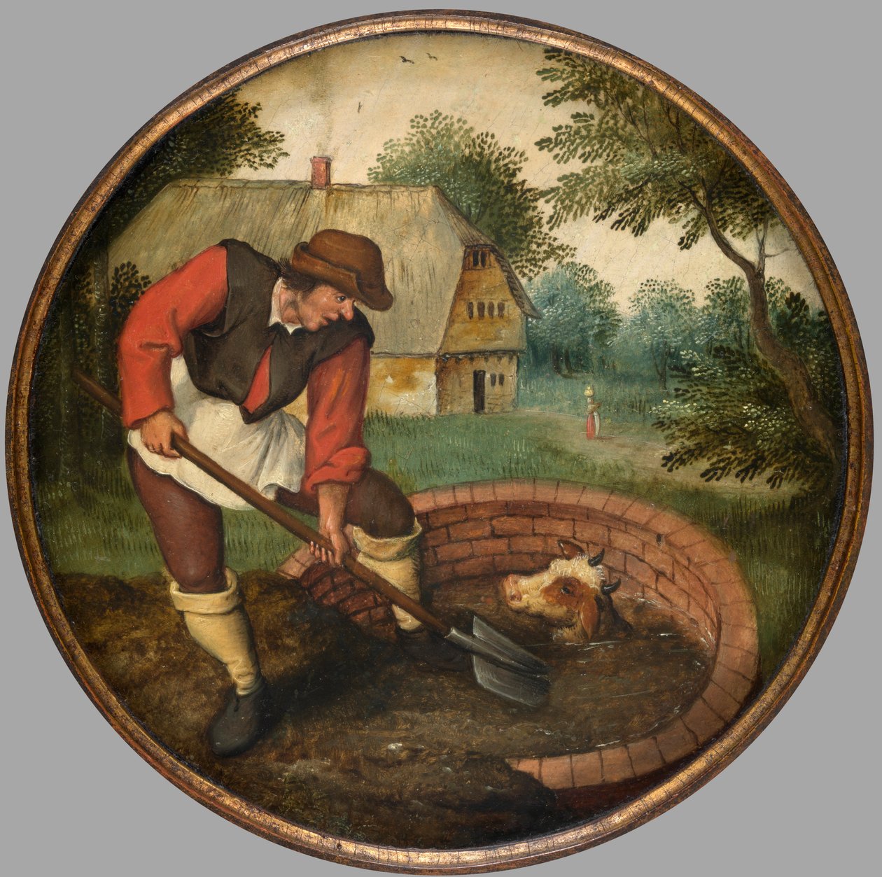 Det er for sent at fylde brønden efter kalven er druknet, ca. 1594 (olie på panel) af Pieter the Younger Brueghel
