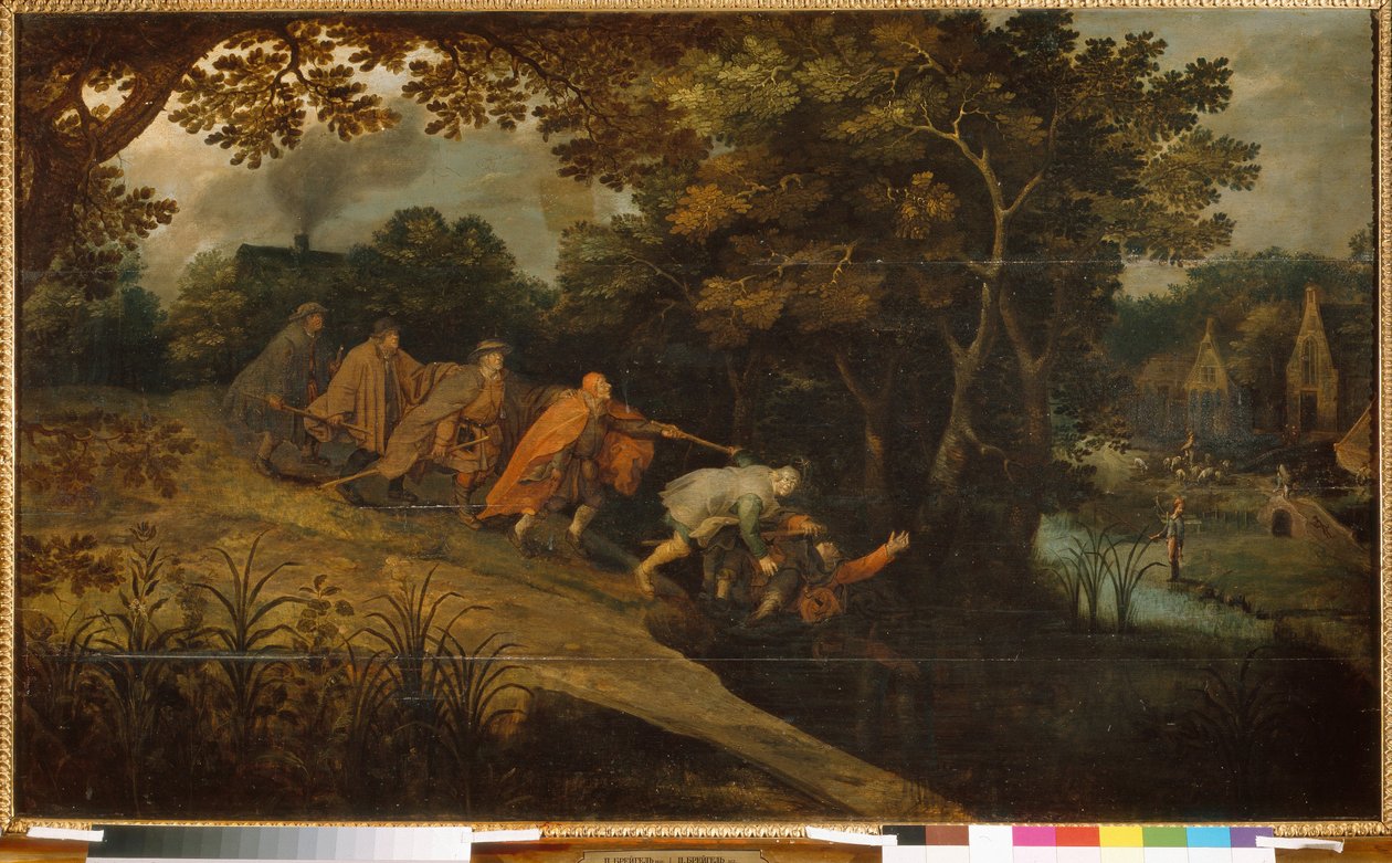 Den blinde fører den blinde. Maleri af Pieter Bruegel sagde den unge (eller Pierre Breugel eller Peter Brueghel eller Breughel) (ca. 1564-1638), olie på træ. flamsk primitiv kunst af Pieter the Younger Brueghel