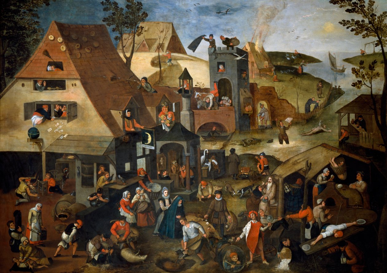 Hollandske Ordsprog, ca. 1559 (olie på panel) af Pieter the Younger Brueghel