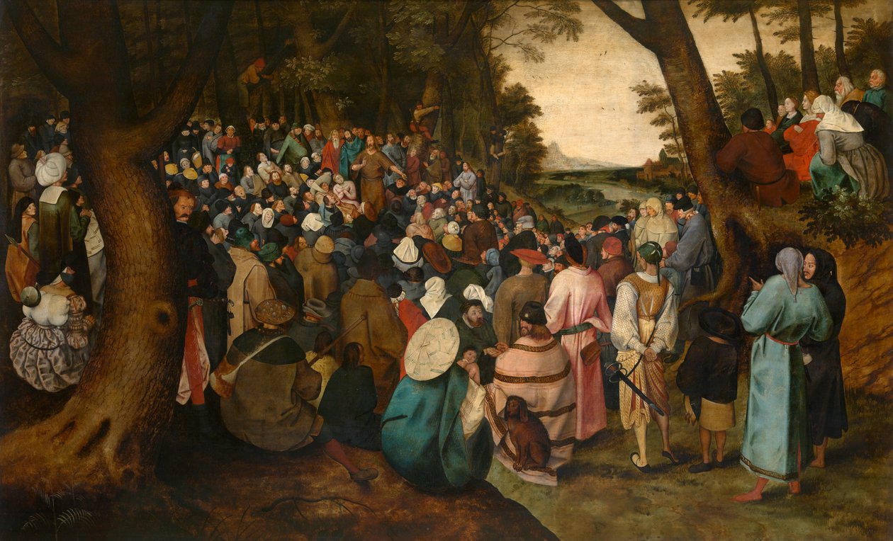 Johannes Døberen prædiker (olie) af Pieter the Younger Brueghel