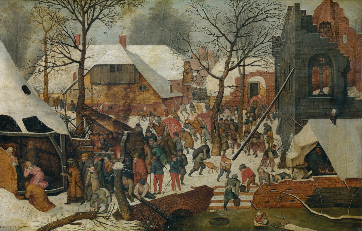 De hellige tre kongers tilbedelse i sneen (olie) af Pieter the Younger Brueghel