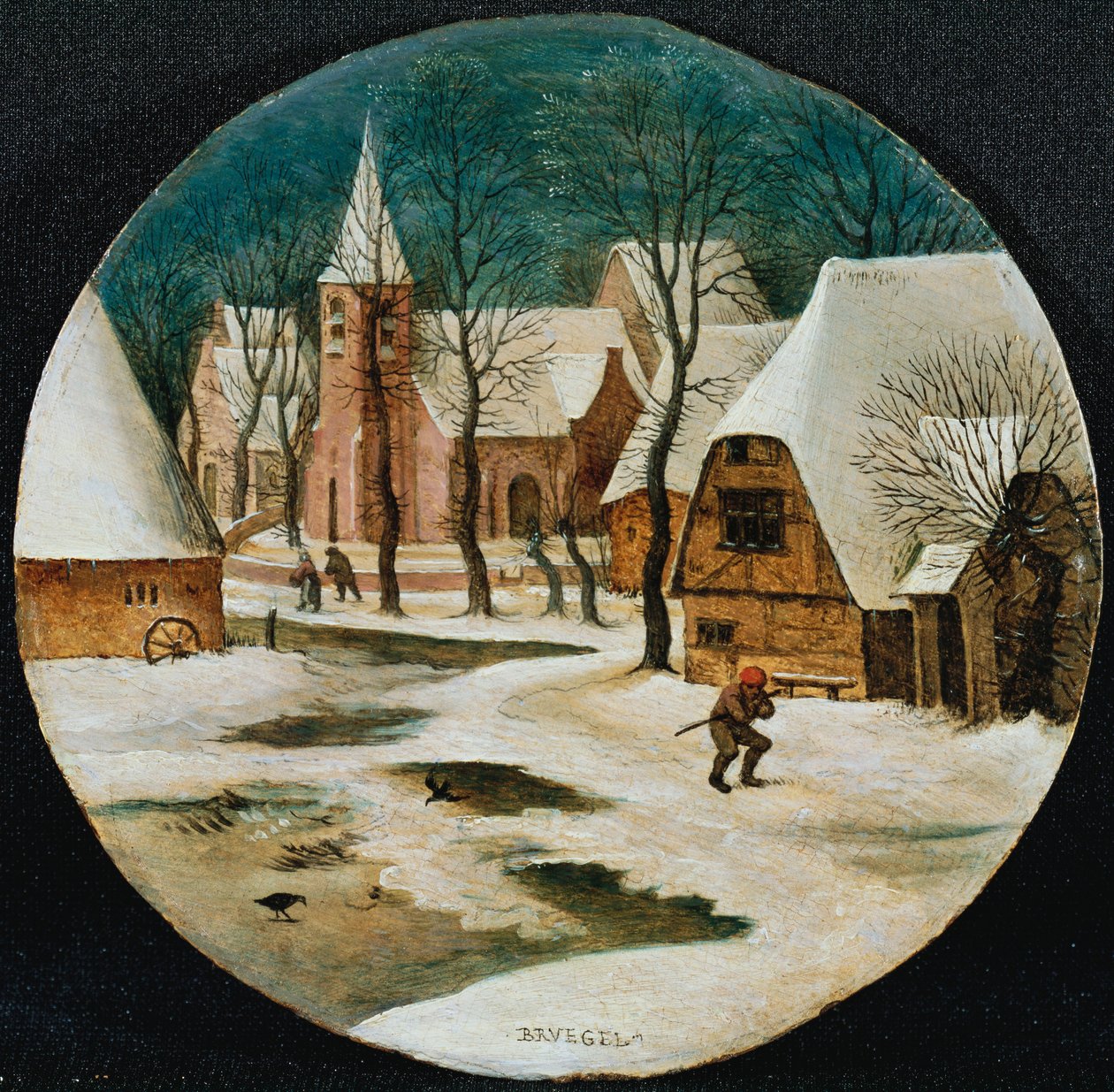 Landsbyen om vinteren af Pieter Brueghel the Younger