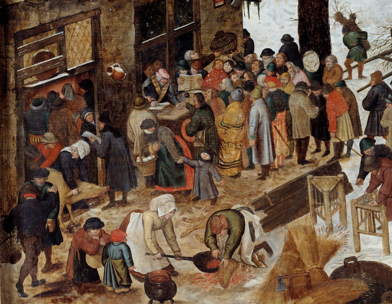 Betalingen af skillingen eller deombrementet har Bethlehem Detail. Maleri af Pieter le Jeune dit Brueghel d