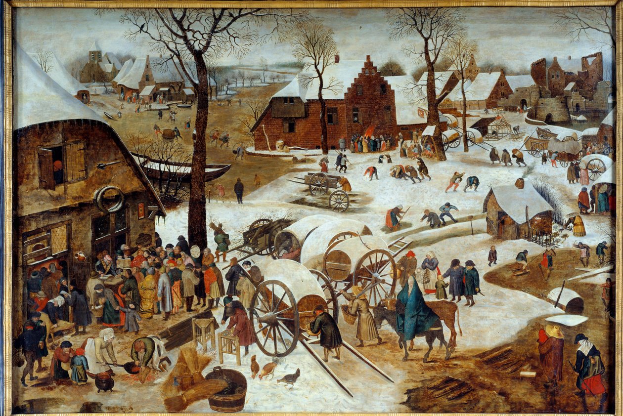Betalingen af skillingen eller denombrementet et Bethlehem-maleri af Pieter the Jeune dit Brueghel d