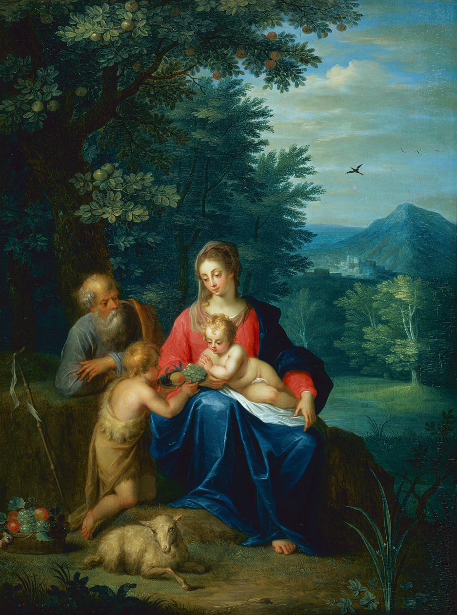 Den hellige familie med spædbarnet Sankt Johannes Døberen af Pieter van Avont