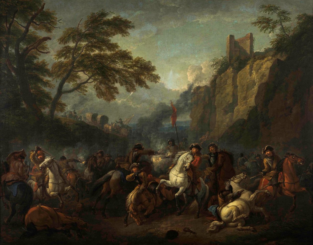 Kampscene af Pieter van Bloemen