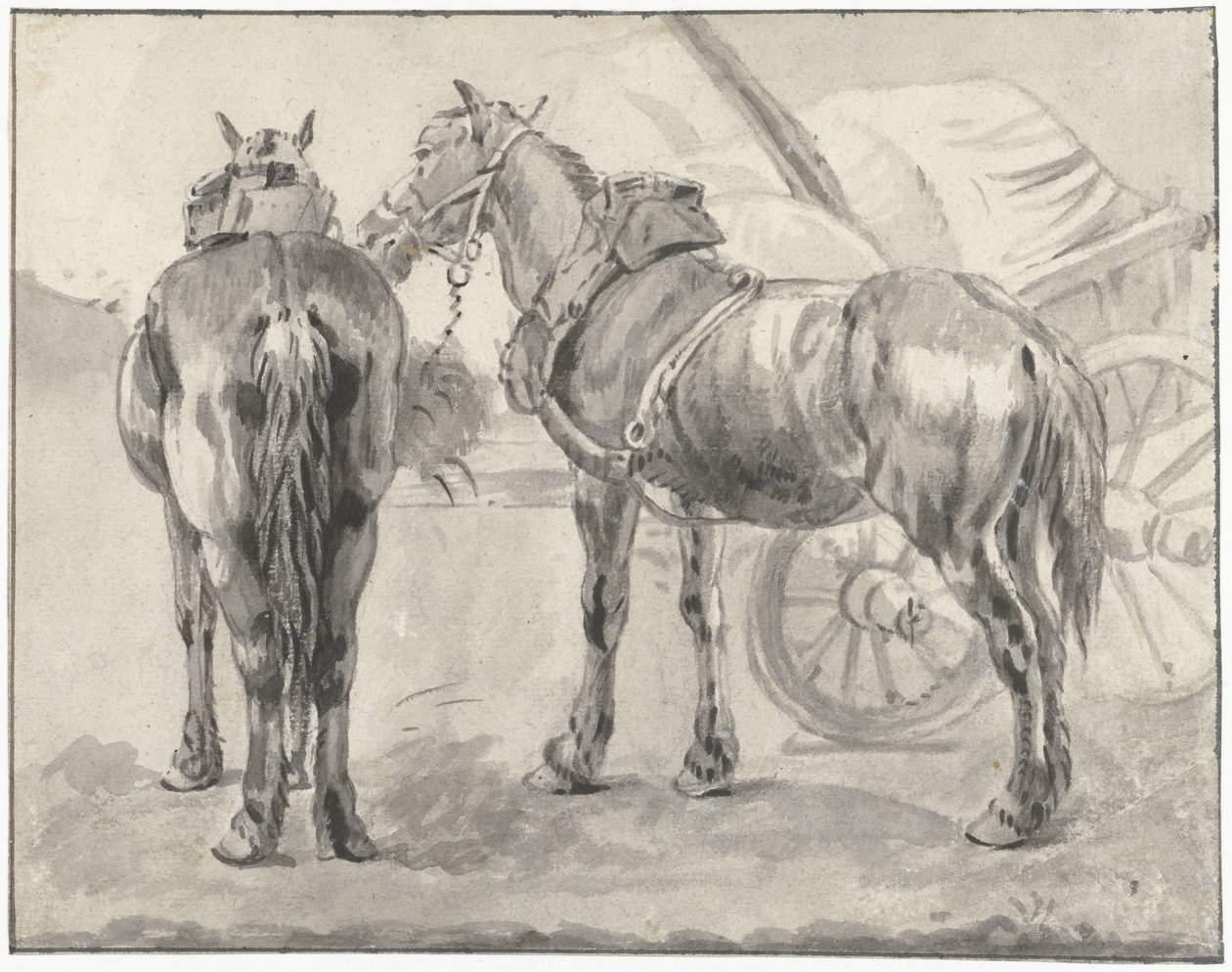 To seleheste med vogn af Pieter van Bloemen