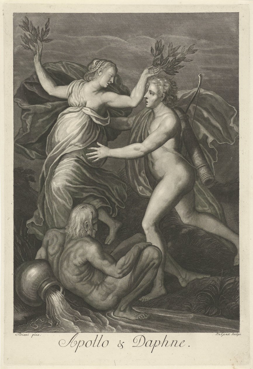 Apollo og Daphne (titel på objekt) Mytologiske kærlighedshistorier (serietitel) af Pieter van Gunst