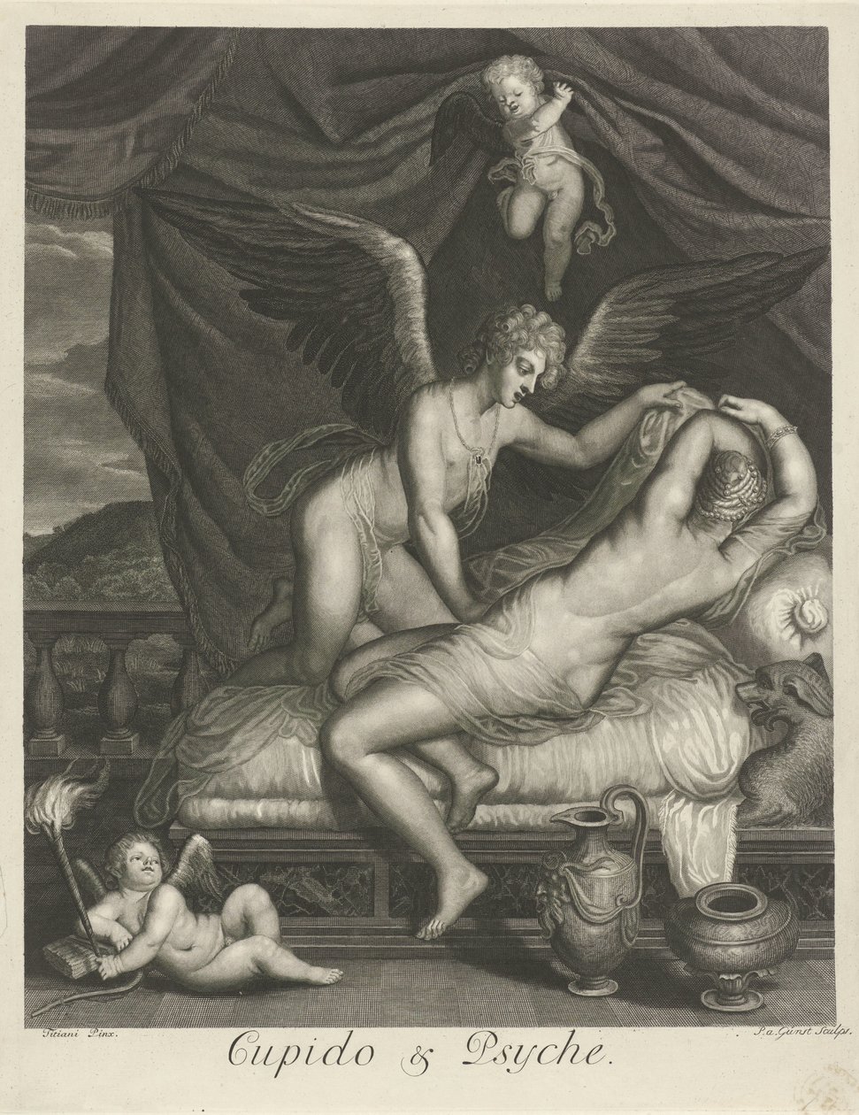 Amor og psyke (titel på objekt) Mytologiske kærlighedshistorier (serietitel) af Pieter van Gunst