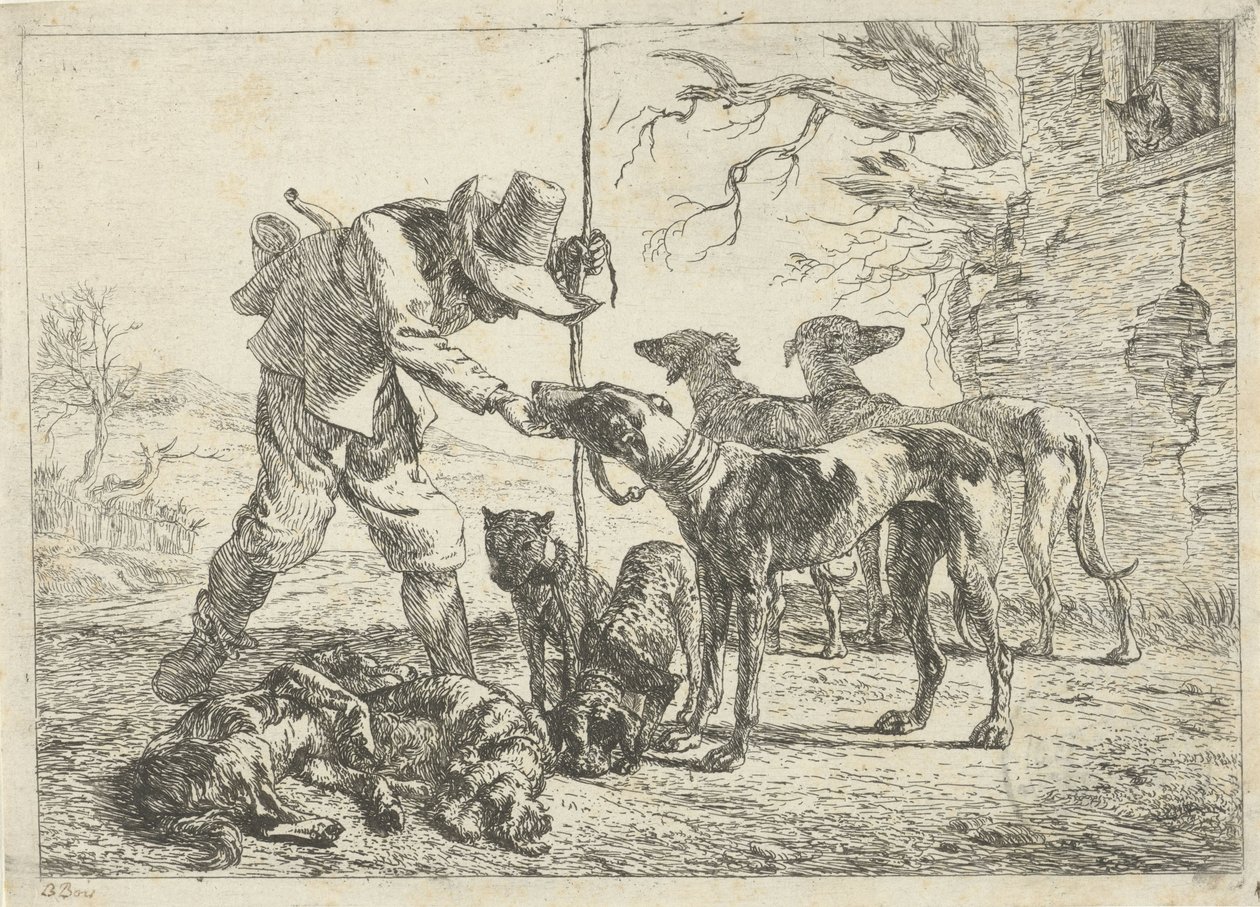 Jæger med syv hunde af Pieter van Laer