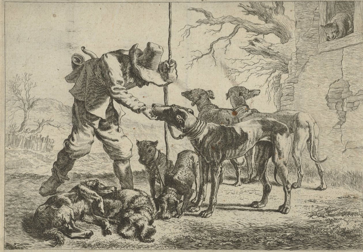 Jæger med syv hunde af Pieter van Laer