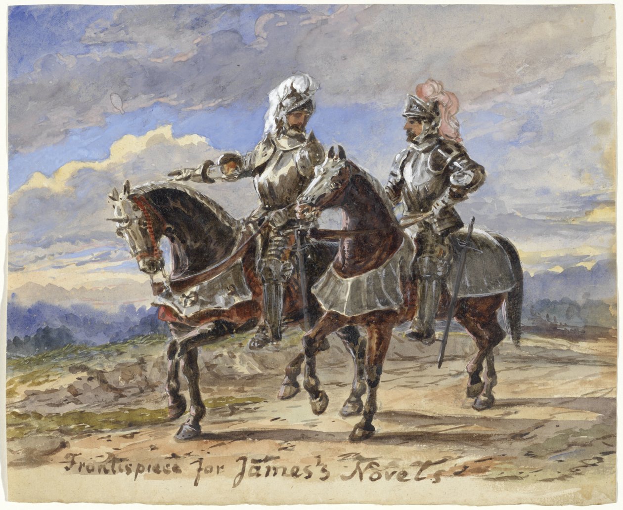 To riddere til hest i et landskab af Pieter van Loon