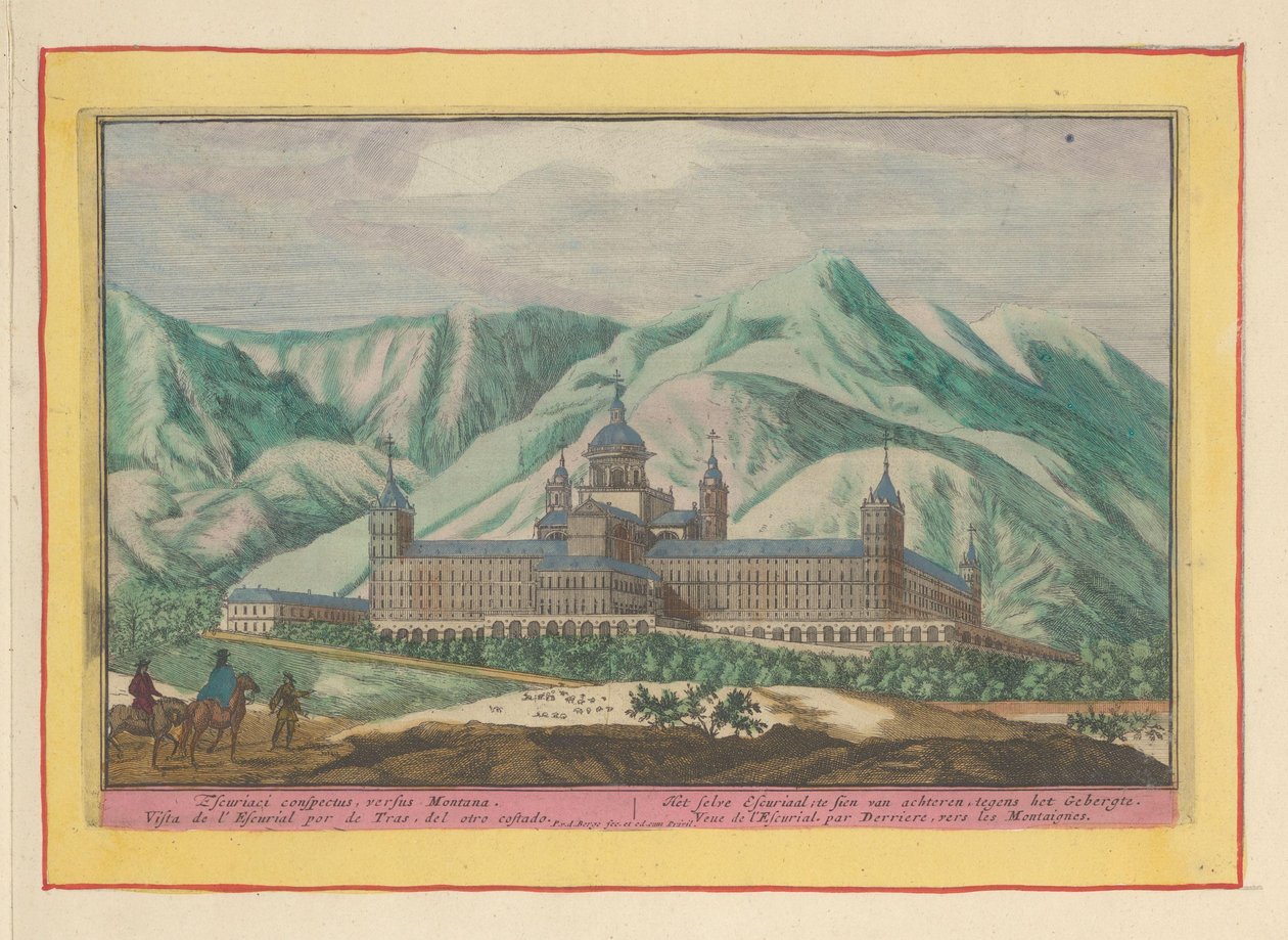 Escorial set bagfra Selvet Escurial; at blive set bagfra, imod bjergene (titel på objekt) Theatrum Hispaniae (...) (serietitel) af Pieter van den Berge
