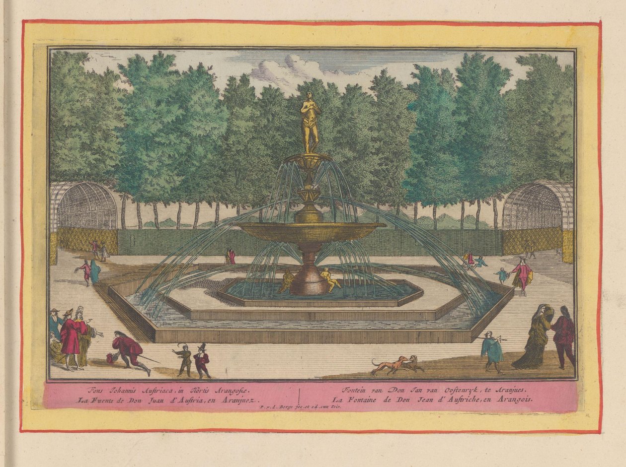 Fontæne af Don Juan af Østrig i haverne til det kongelige palads i Aranjuez Don Jan van Oostenryks springvand, i Aranjues (titel på objektet) Theatrum Hispaniae (...) (serietitel) af Pieter van den Berge
