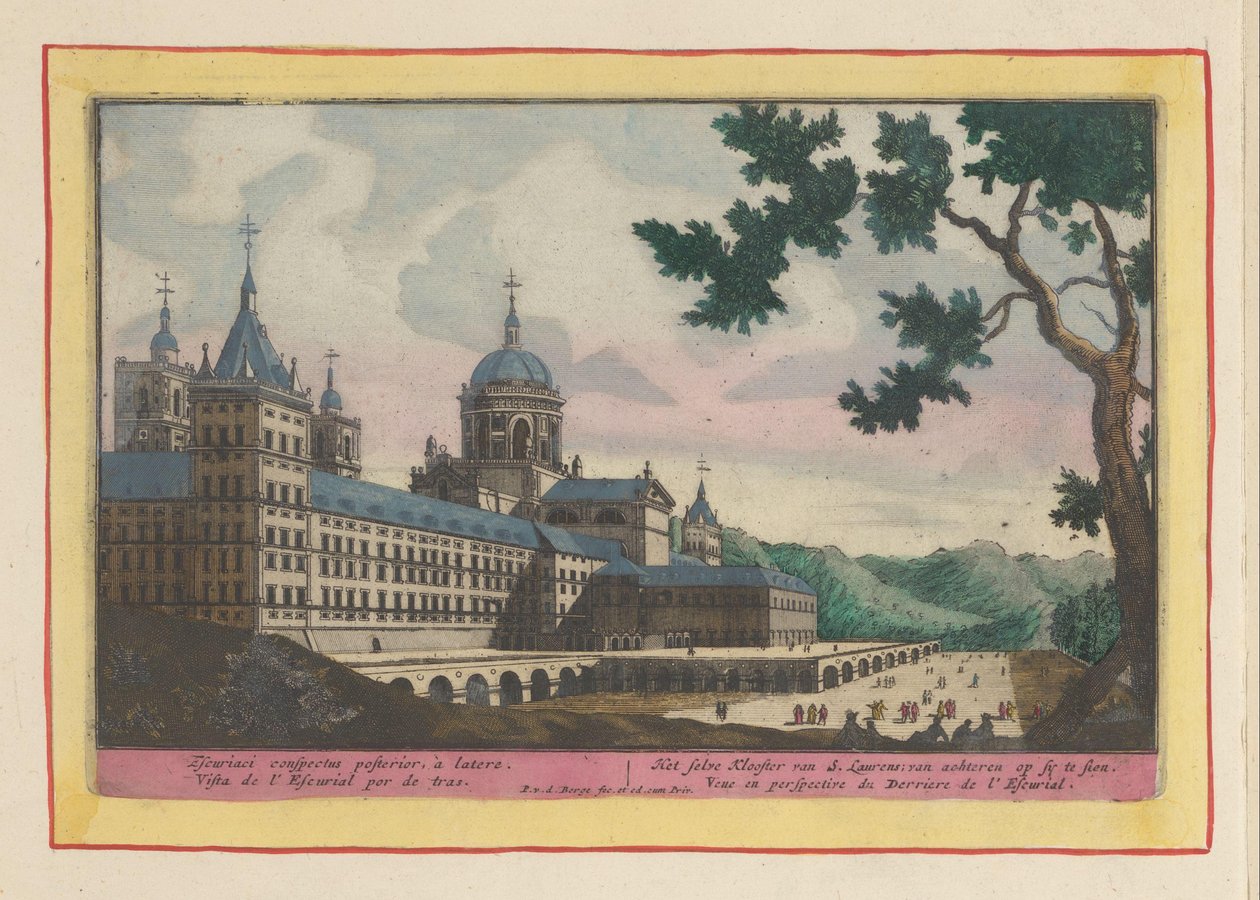 Udsigt fra bagsiden af ​​Escorial Selve Klosteret S. Laurens; kan ses bagfra på sy (titel på objekt) Theatrum Hispaniae (...) (serietitel) af Pieter van den Berge
