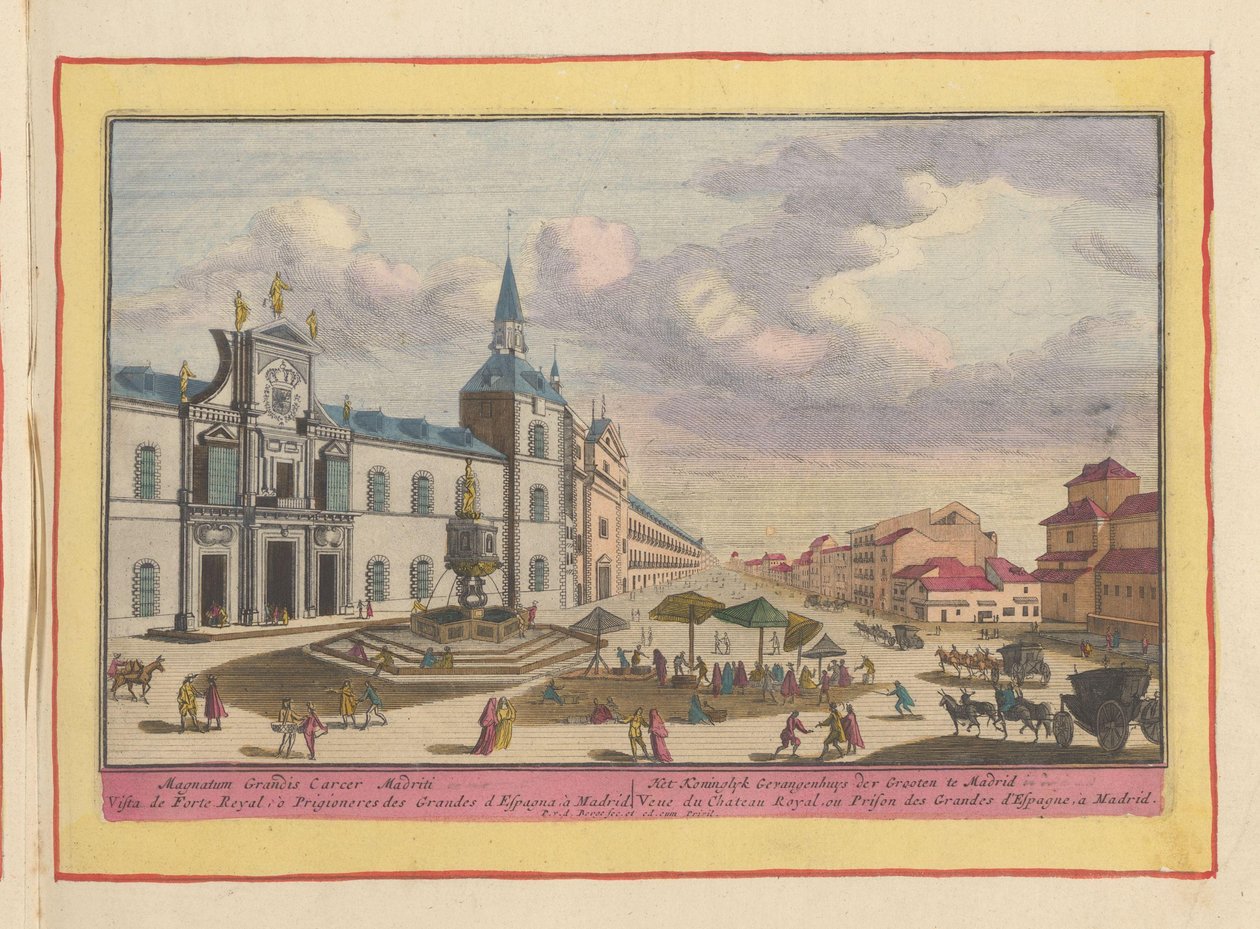 Kongeligt fængsel i Madrid Koninglyk Gevangenhuys der Grooten i Madrid (titel på objekt) Theatrum Hispaniae (...) (serietitel) af Pieter van den Berge