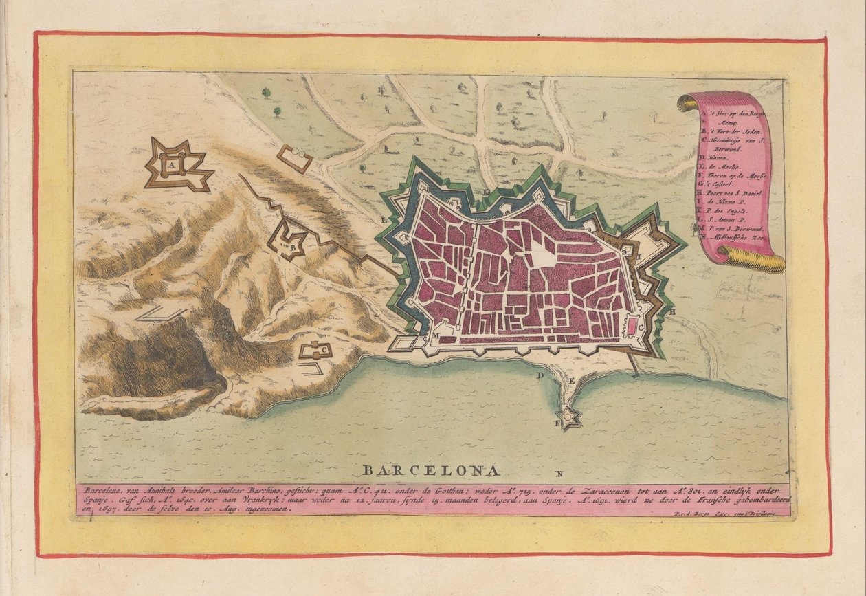 Plattegrund fra Barcelona Barcelona (titel på objekt) Teater i Spanien (...) (serietitel) af Pieter van den Berge