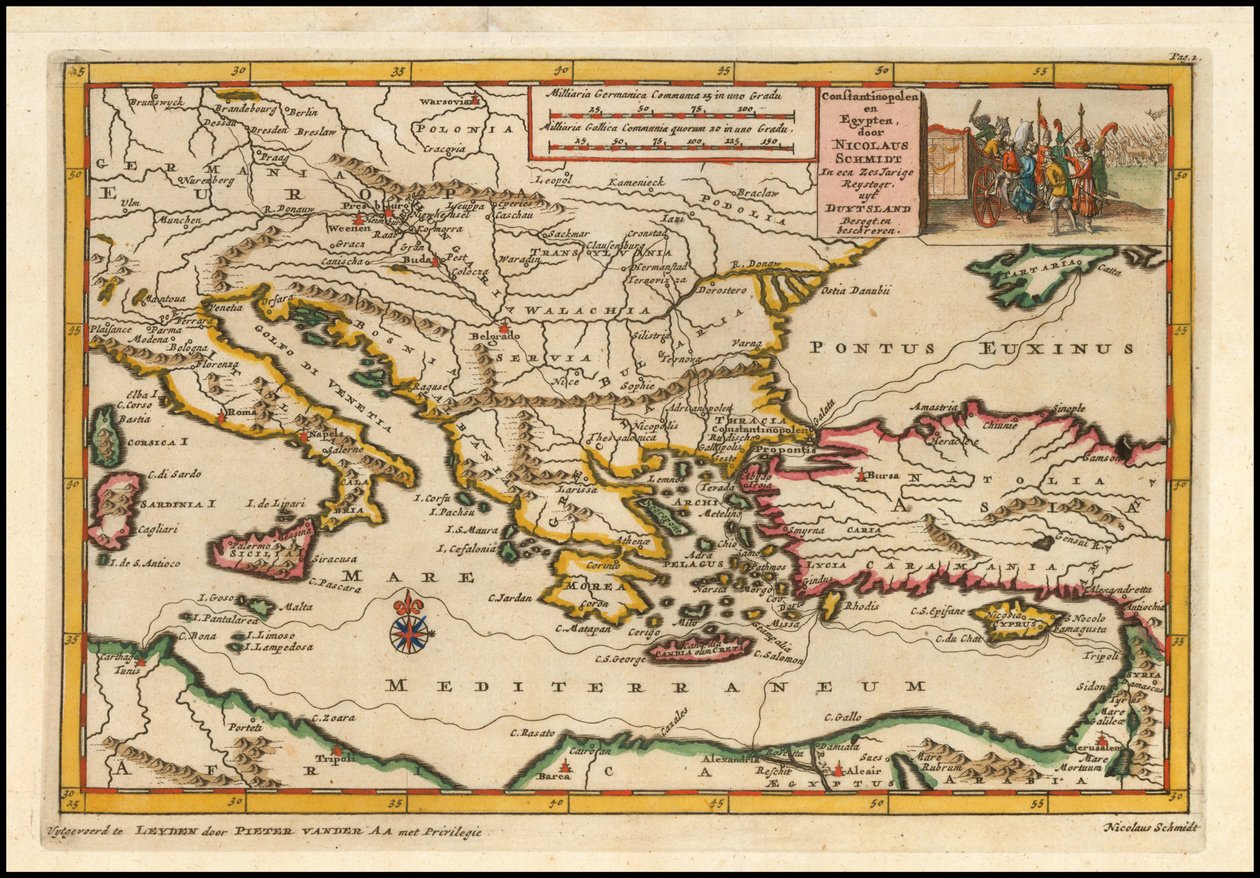 1700-kort over det østlige Middelhav af Pieter van der Aa af Pieter Van der Aa