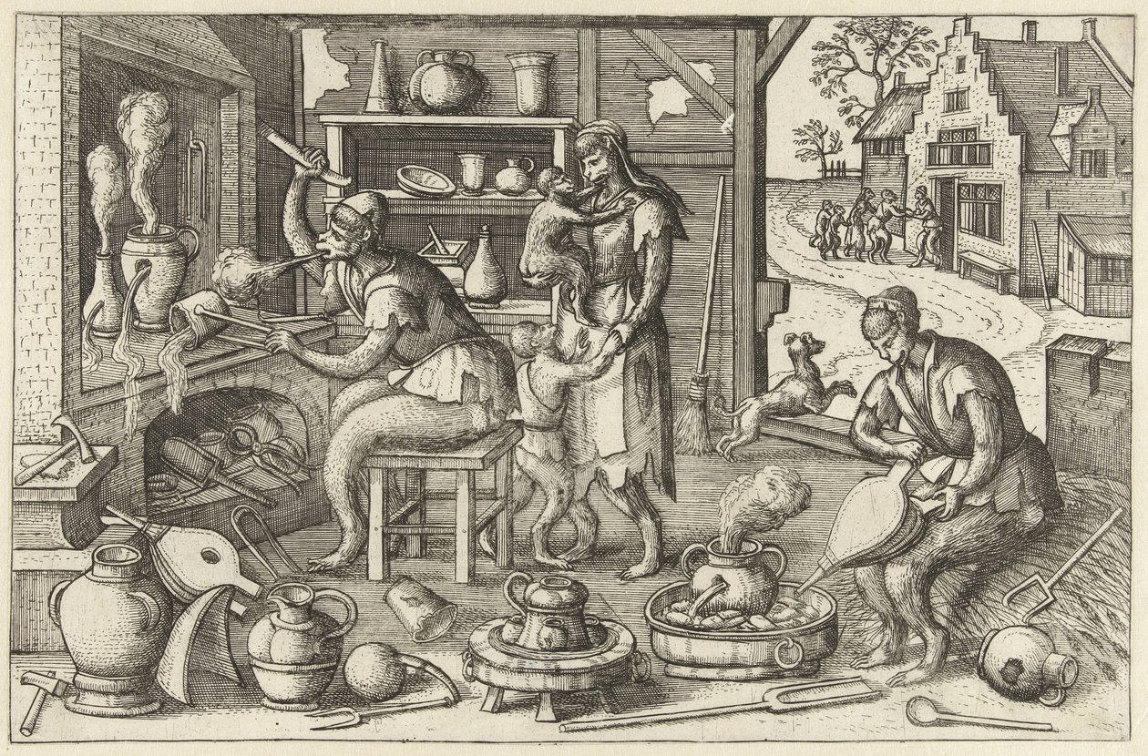 Alkymist Apenspel (serietitel) af Pieter van der Borcht (I)