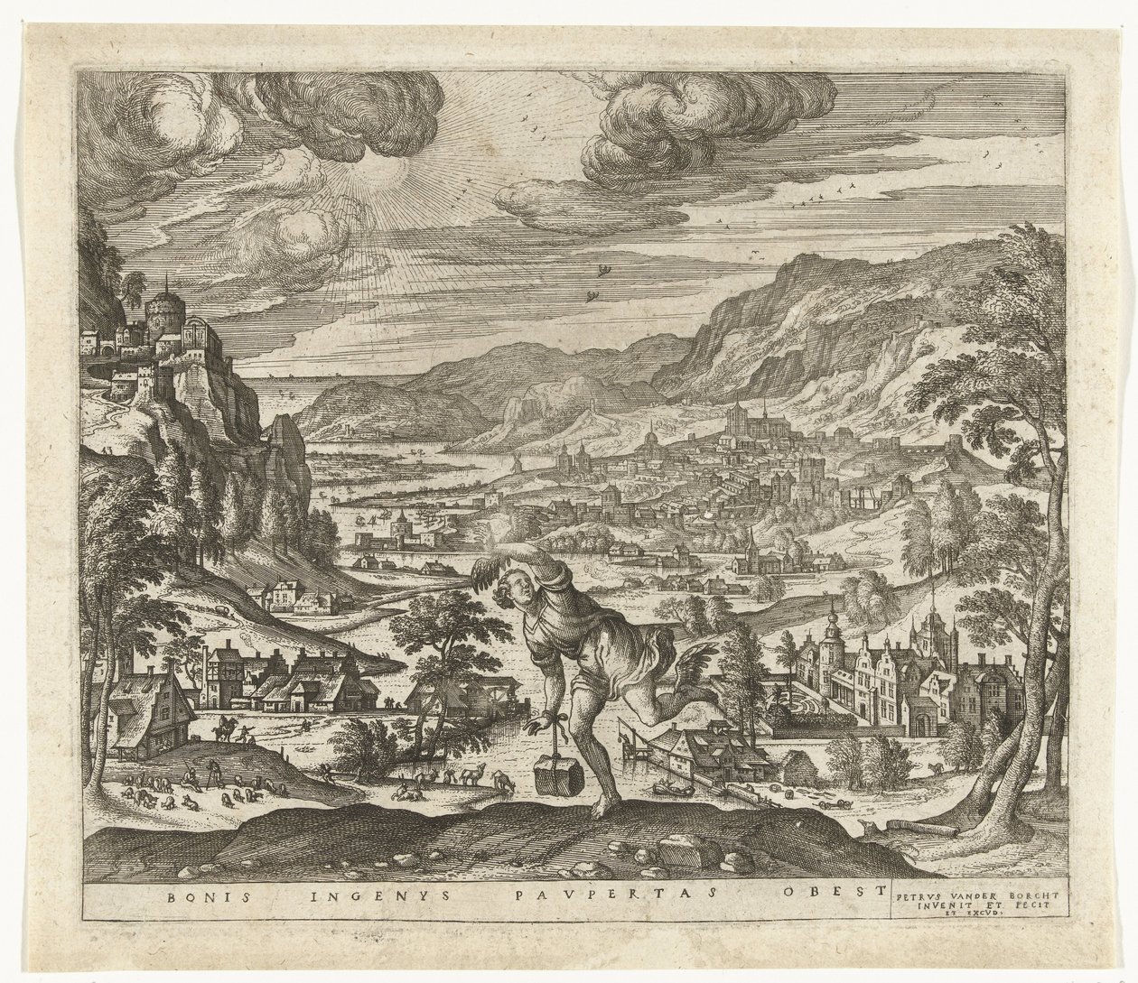 Fattigdom hindrer geniale sinds fremgang Bonis ingenys paupertas obest (titel på objekt) af Pieter van der Borcht (I)