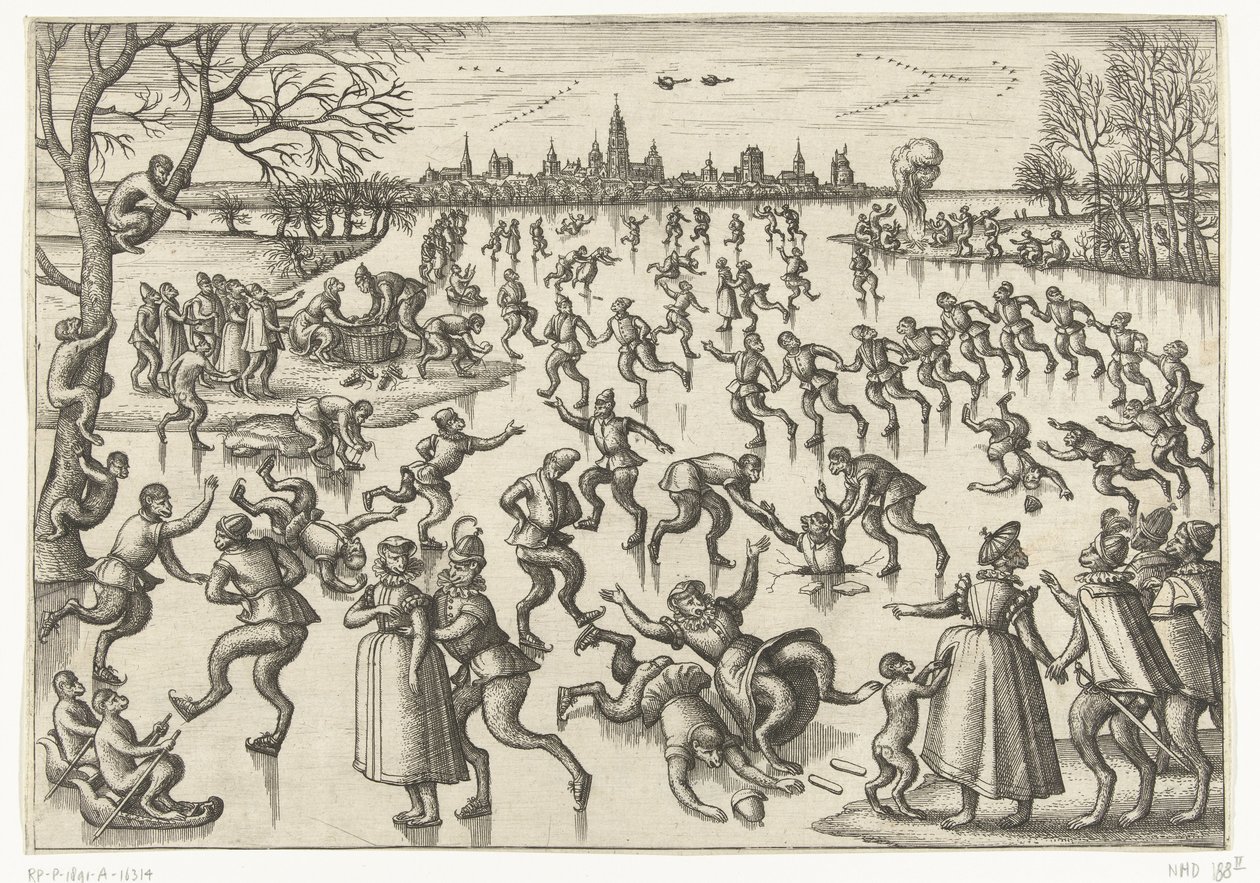 skøjteløb Abespil (serietitel) af Pieter van der Borcht (I)