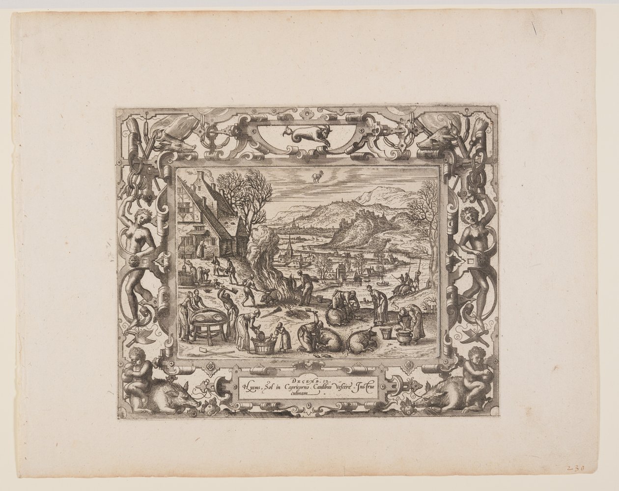 December, fra De tolv måneder af Pieter van der Borcht
