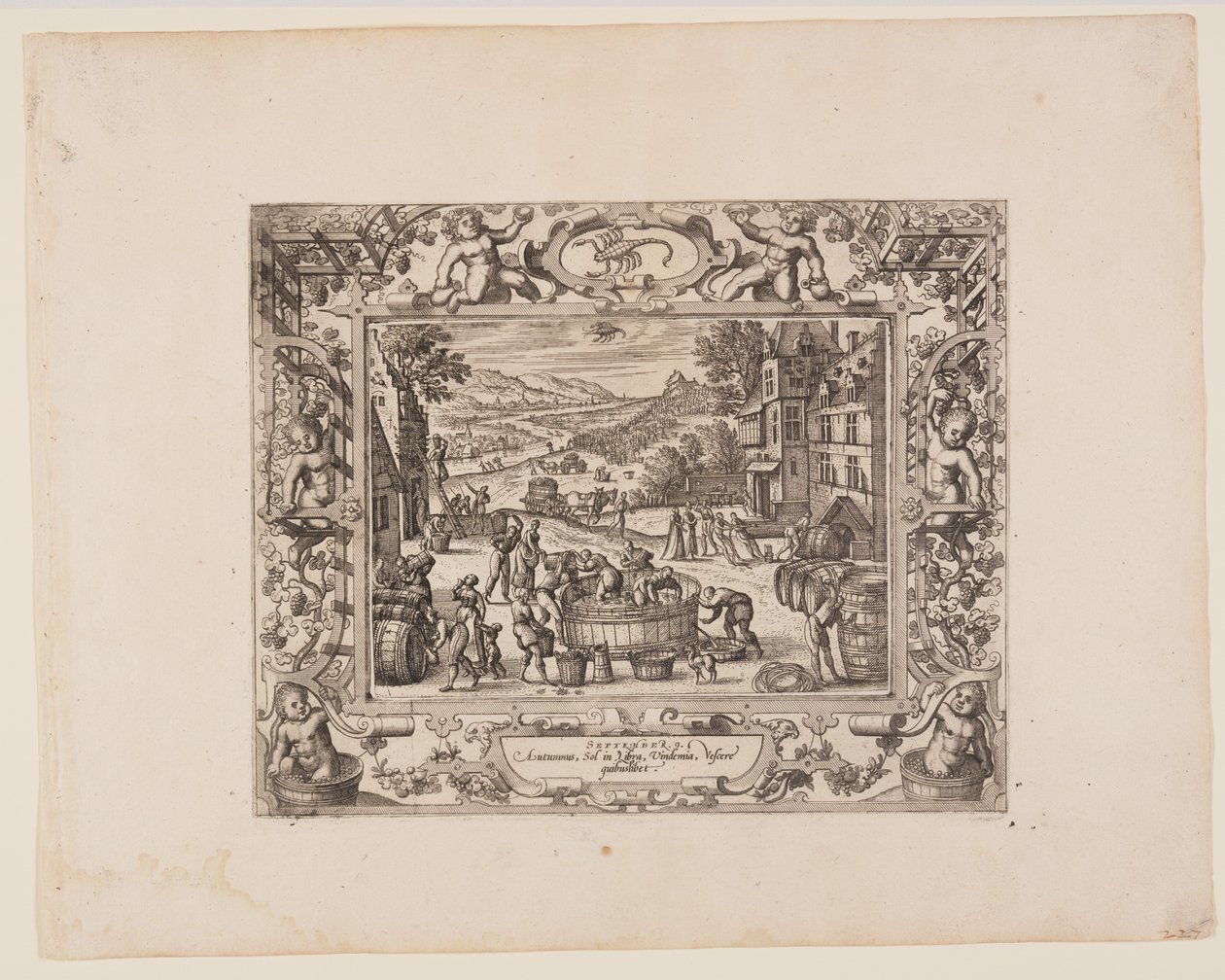 September, fra De tolv måneder af Pieter van der Borcht