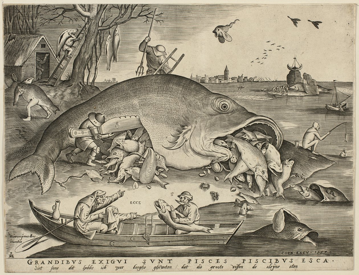 Store fisk Spis små fisk af Pieter van der Heyden