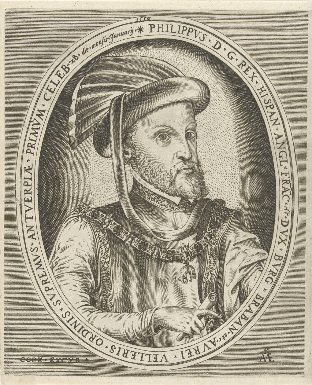 Portræt af Filip II, konge af Spanien Portrætter af linealer (serietitel) af Pieter van der Heyden